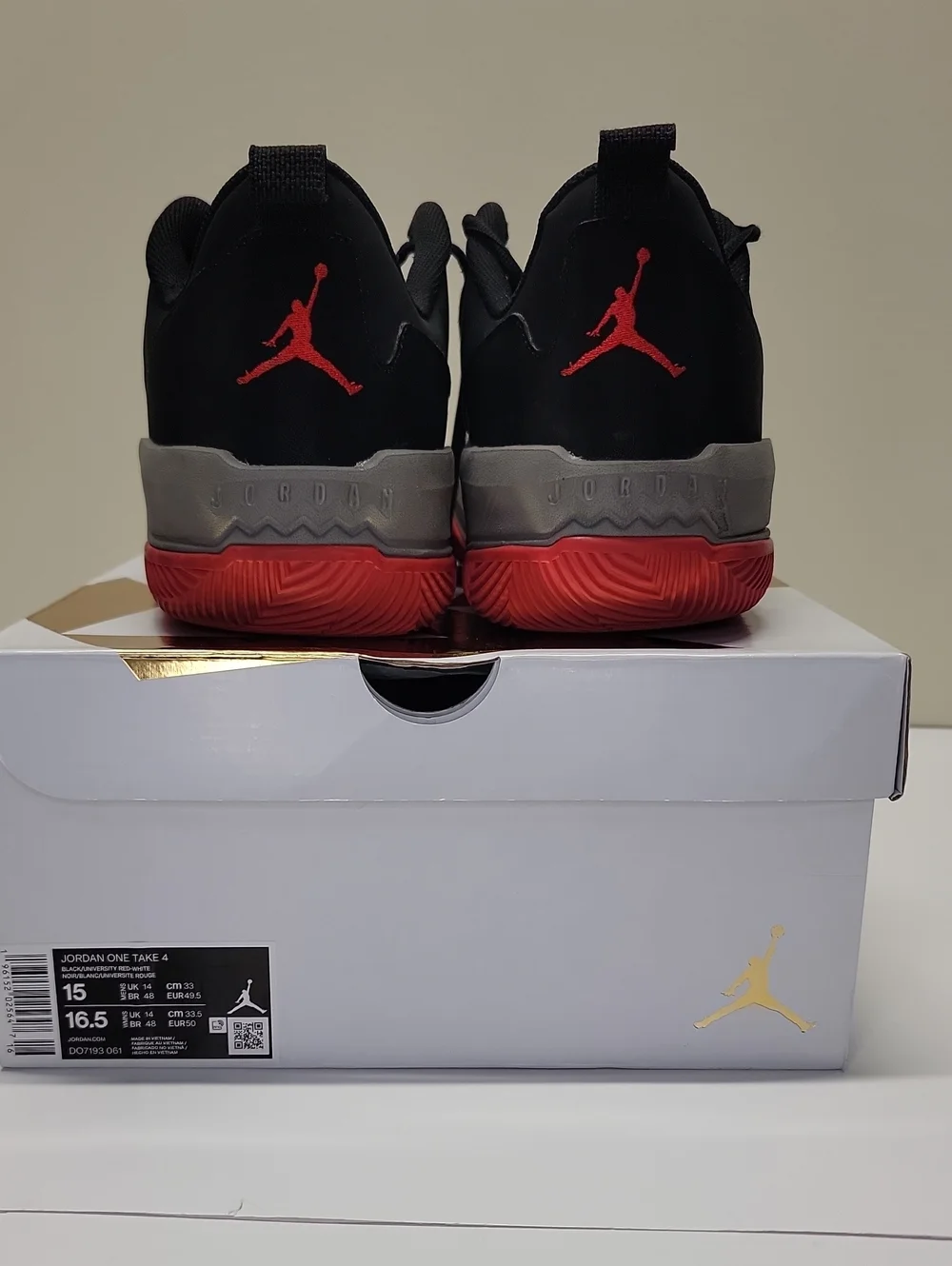 NIKE AIR JORDAN ONE TAKE 4 BLACK & UNIVERSITY RED SZ 15